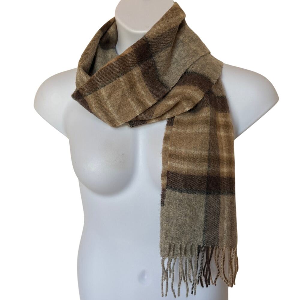 Edinburgh Fringed Lambswool Tartan Plaid Scarf Traditional Neutral Classic